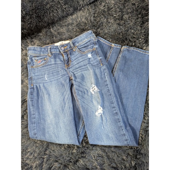 Hollister Denim - Hollister Low Rise Skinny Distressed Jeans Medium Wash Blue‎ W24 L31  418